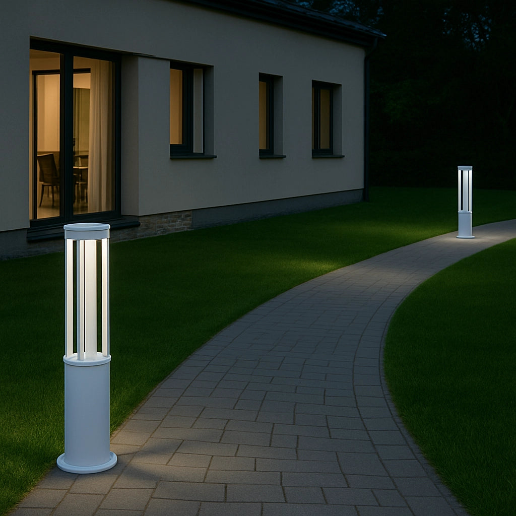 Lampione LED da Giardino 80cm con Palo Bianco 15W IP65 CCT Switch 3 Tonalità Luce selezionabili 3000K 4000K 6500K illuminazione residenziale