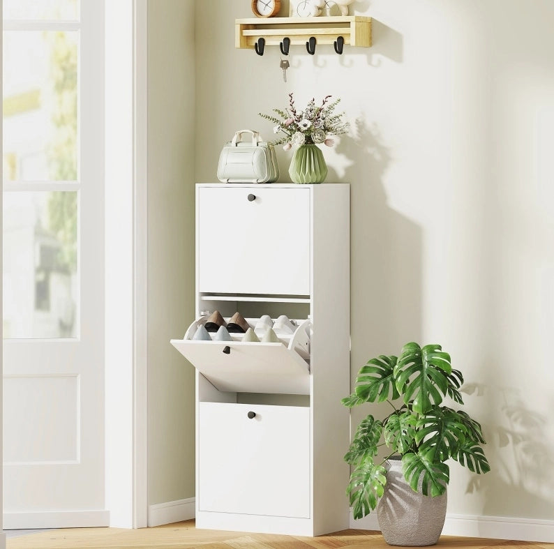 Scarpiera stretta a 3 ribalte, bianco