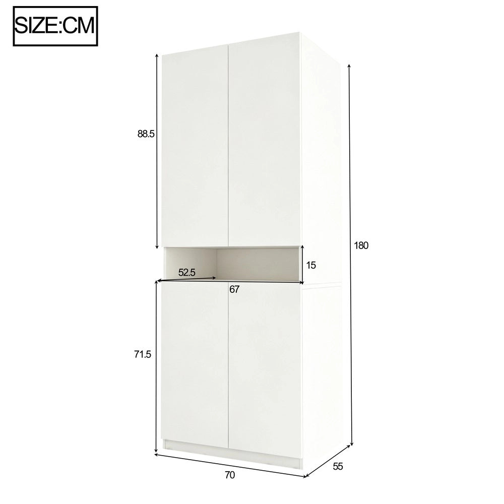 Armadio singolo con appendiabiti e ripiani ¨C Minimal ¨C Bianco, legno, 70x55x180 cm