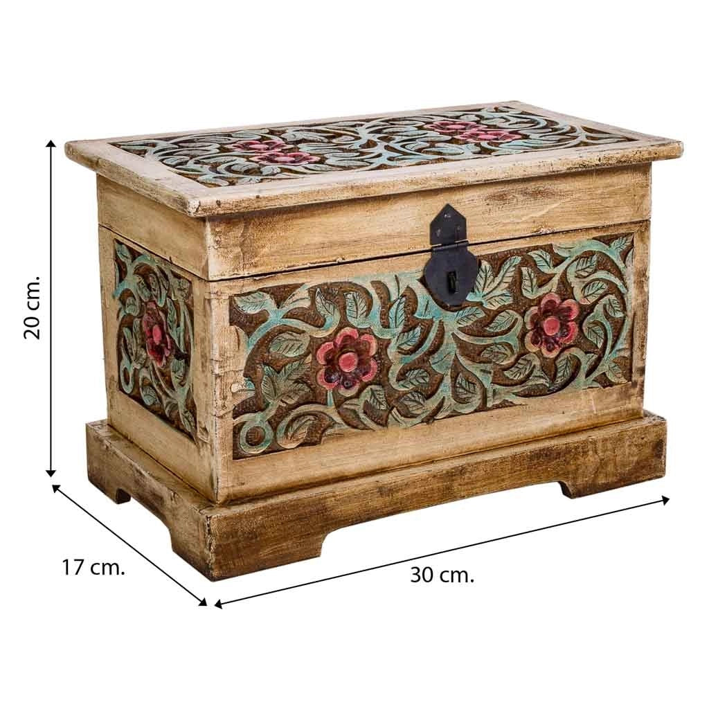 Baule in legno marrone fatto a mano 30x17x20h