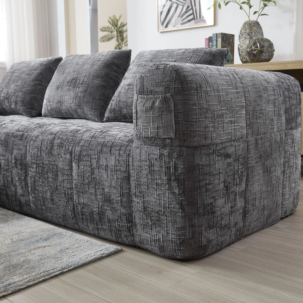 Divano angolare 250x158x60 cm senza installazione in chenille grigio