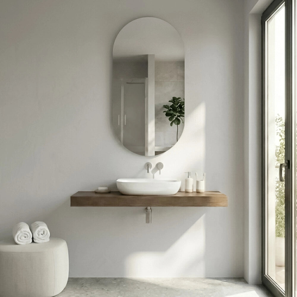 Specchio bagno ovale reversibile 62x110 cm filo lucido
