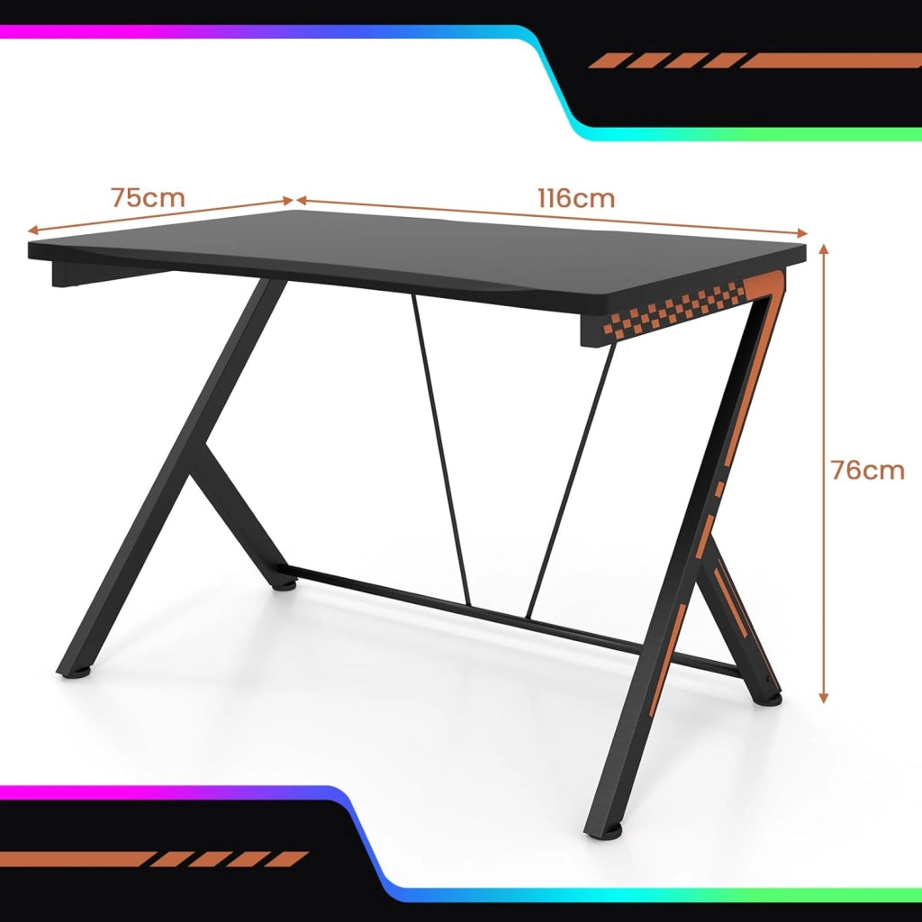 Tavolo da gioco per computer, ergonomico, PC portatile, tavolo da gioco con rivestimento in fibra di carbonio, scrivania da ufficio, tavolo da lavoro per gaming, lavoro e lavoro, nero
