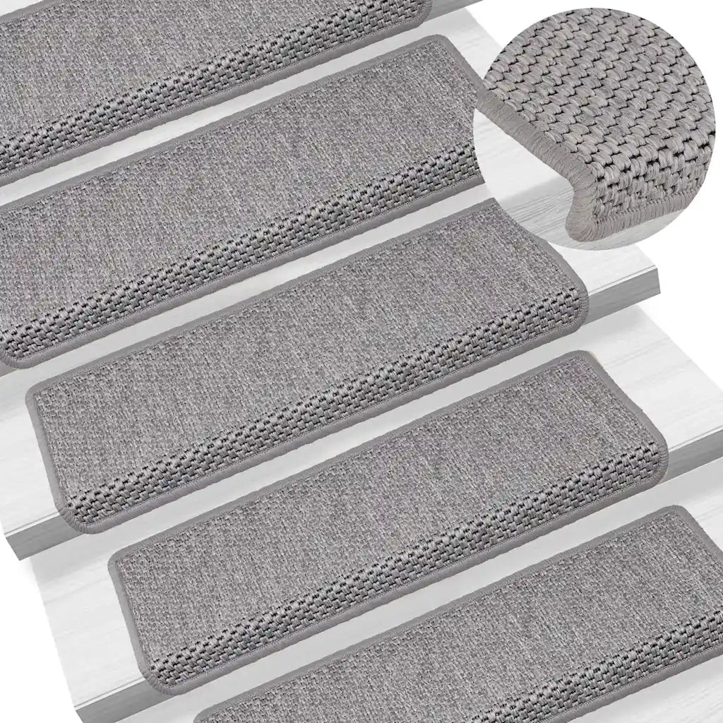 Tappeti Autoadesivi Scale Aspetto Sisal 30 pz | Gradini per Scale 65x21x4cm Argento