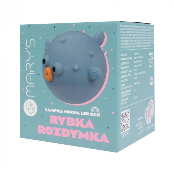 Lampada notte bimbi LED RGBW pesce palla blu Mary's