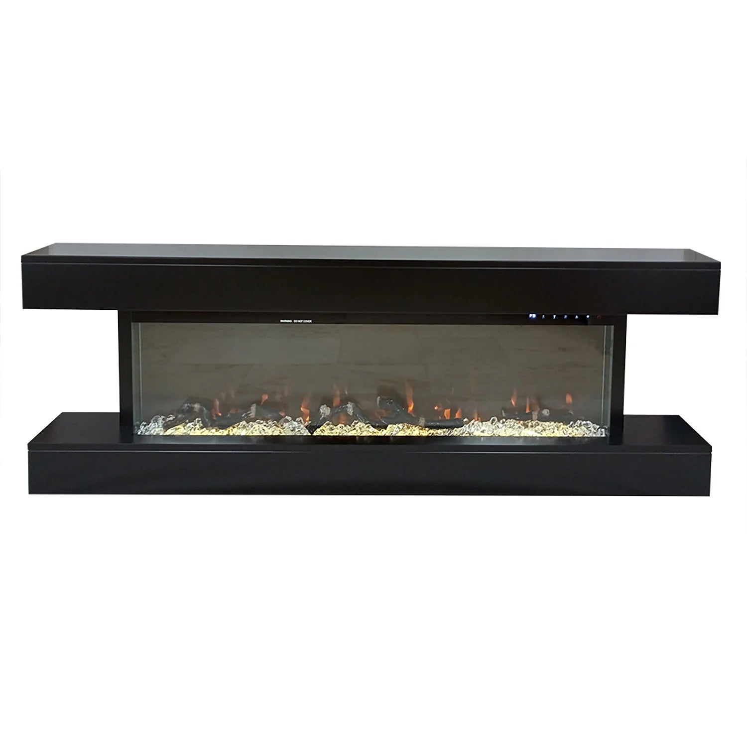 Camino Elettrico da Parete o Incasso Alaro Ultra+ 152x18x52 cm Effetto Fiamma Telecomando in MDF Nero