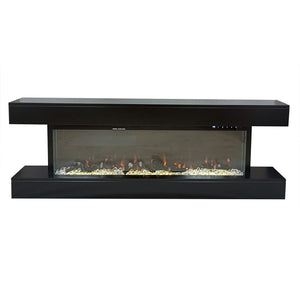 Camino Elettrico da Parete o Incasso Alaro Ultra+ 152x18x52 cm Effetto Fiamma Telecomando in MDF Nero