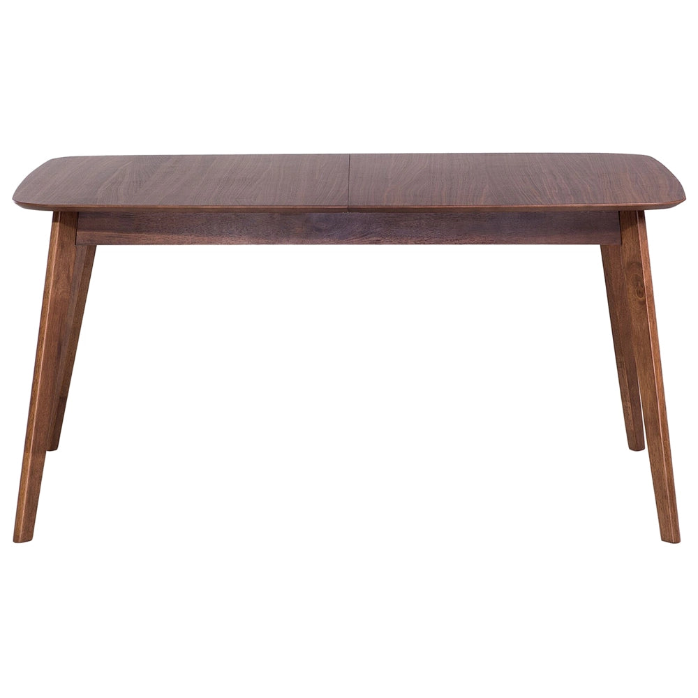 Tavolo da pranzo in noce scuro 150/190 x 90 cm, allungabile con gambe in legno, minimalista e scandinavo