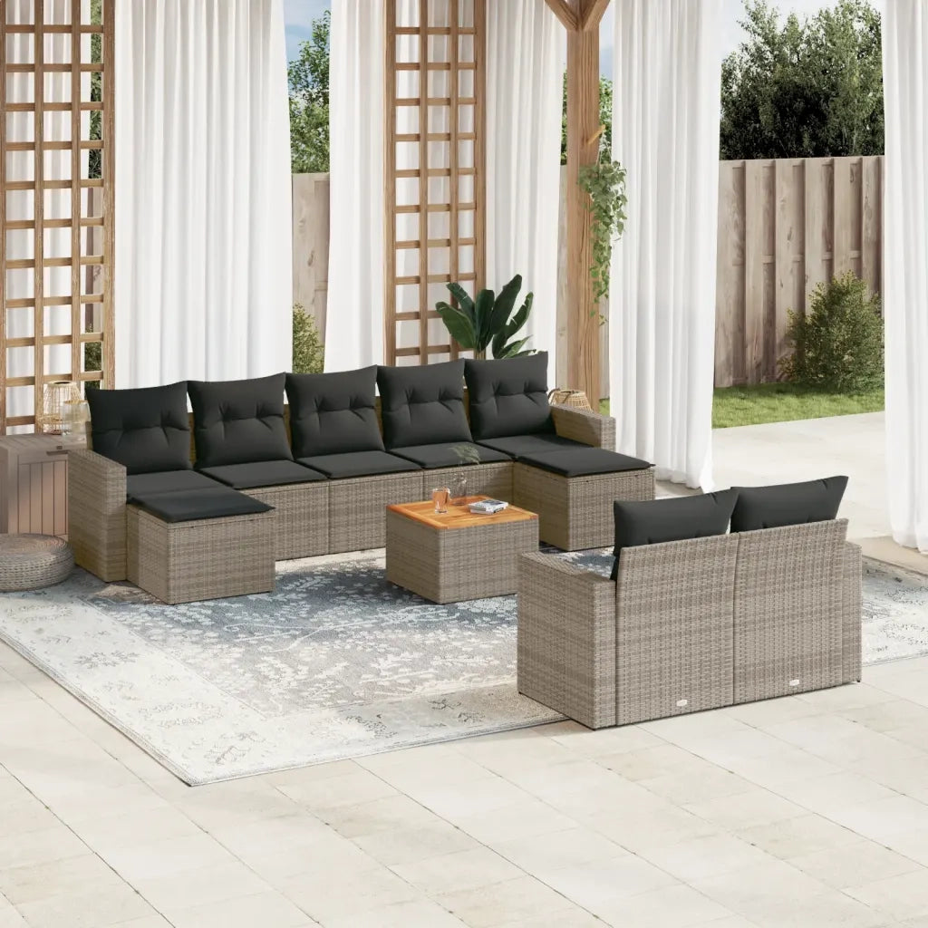 Set Divano da Giardino 10 pz con Cuscini Grigio in Polyrattancod mxl 87872