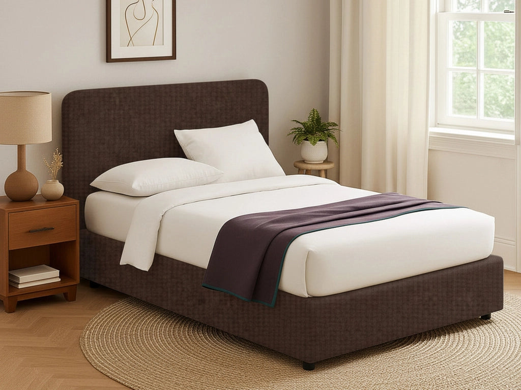 Slough, Letto Singolo Sfoderabile Made in Italy, Marrone