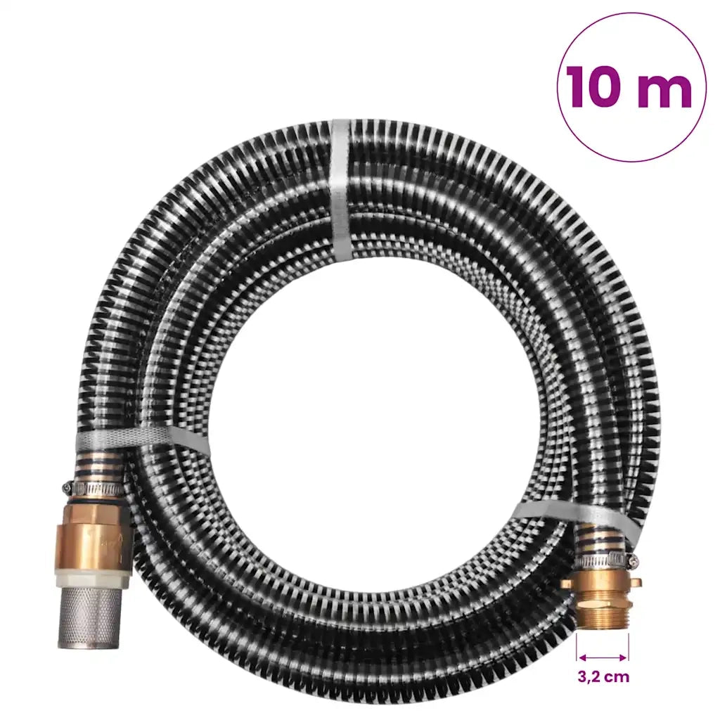 Tubo di Aspirazione con Connettori in Ottone 10 m 25 mm Nero 142891