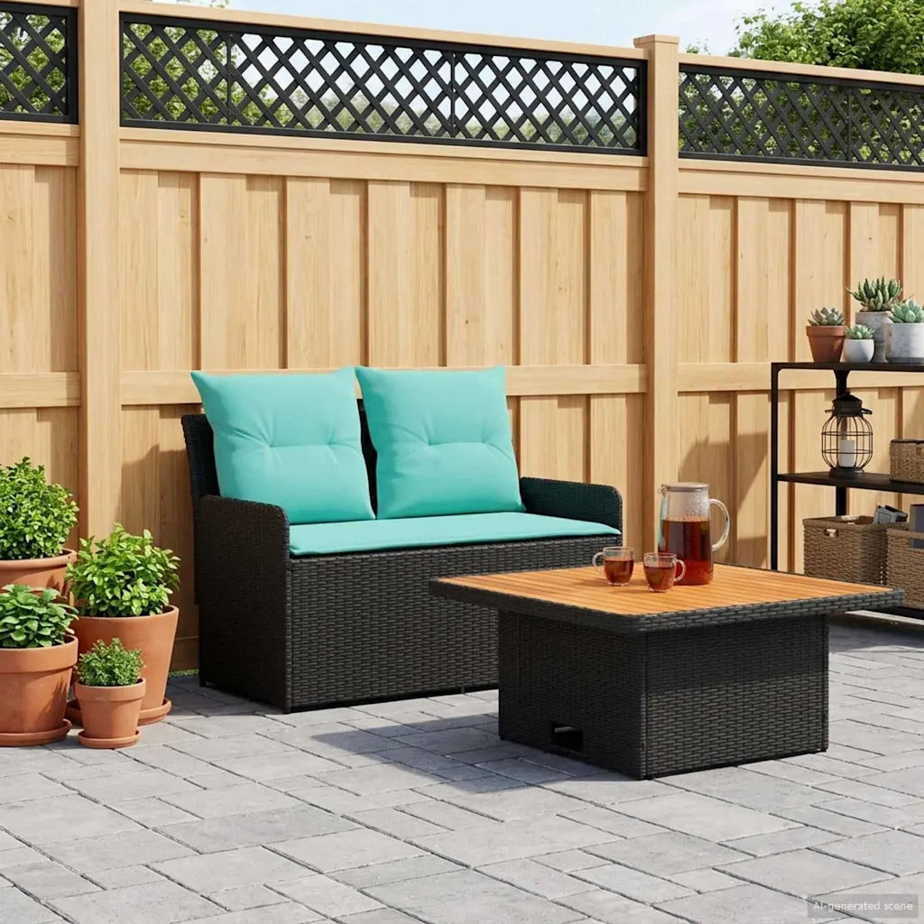 Divano da esterno-Divano da Giardino con Braccioli e Tavolo Alzabile 2 Pezzo 500361