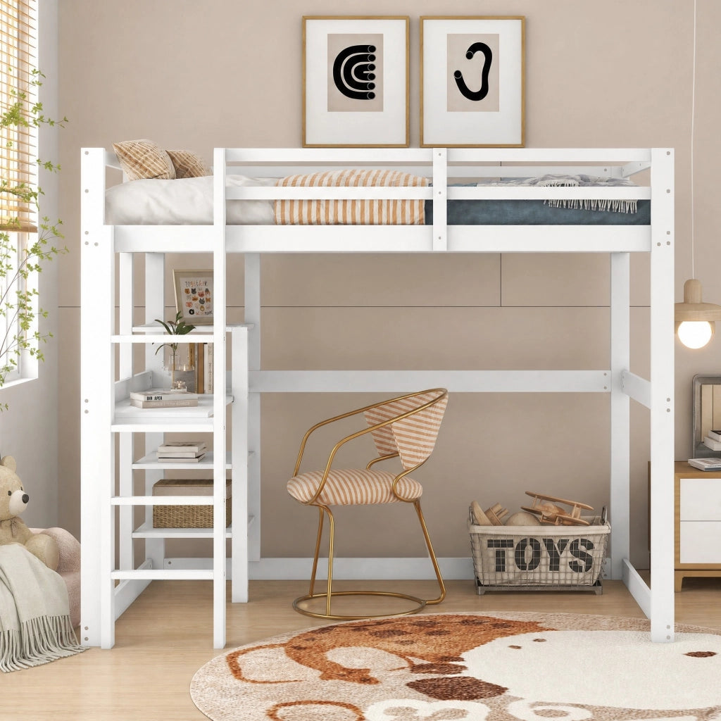 Letto a soppalco per bambini 140x200 cm con scrivania