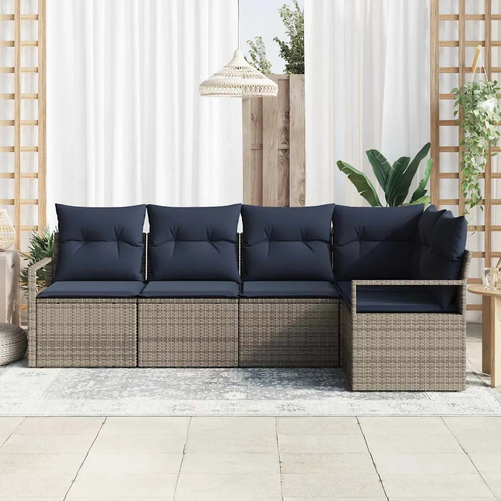 Set di divani 5 pcs Grigio polyrattan