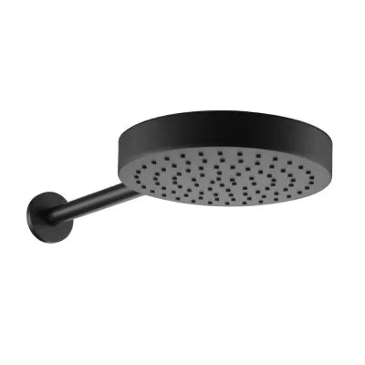 Soffione doccia nero opaco 25 con spessore 4 cm e braccio in acciaio