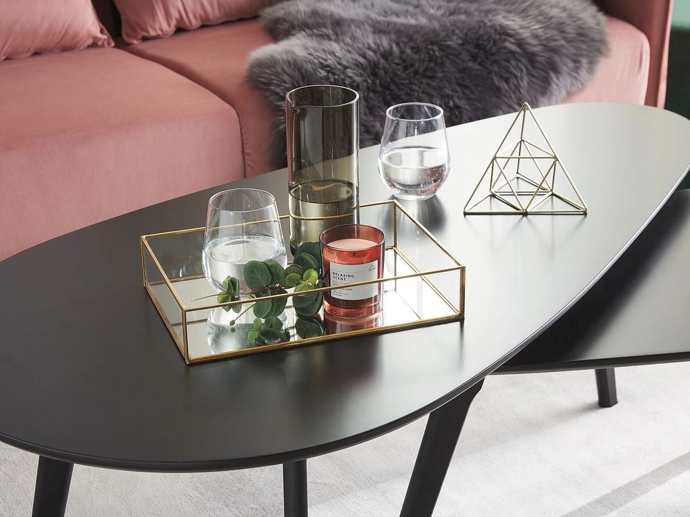 Vassoio Decorativo Metallo Dorato e Vetro Rettangolare 30 x 20 cm Candele per Gioielli Vassoio Cocktail