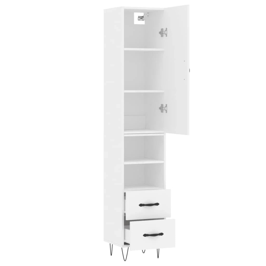 Buffet credenza cassettiera mobiletto mobile contenitore organizer per cucina soggiorno salotto alto 34,5 x 34 x 180 cm legno ingegnerizzato bianco 02_0032345
