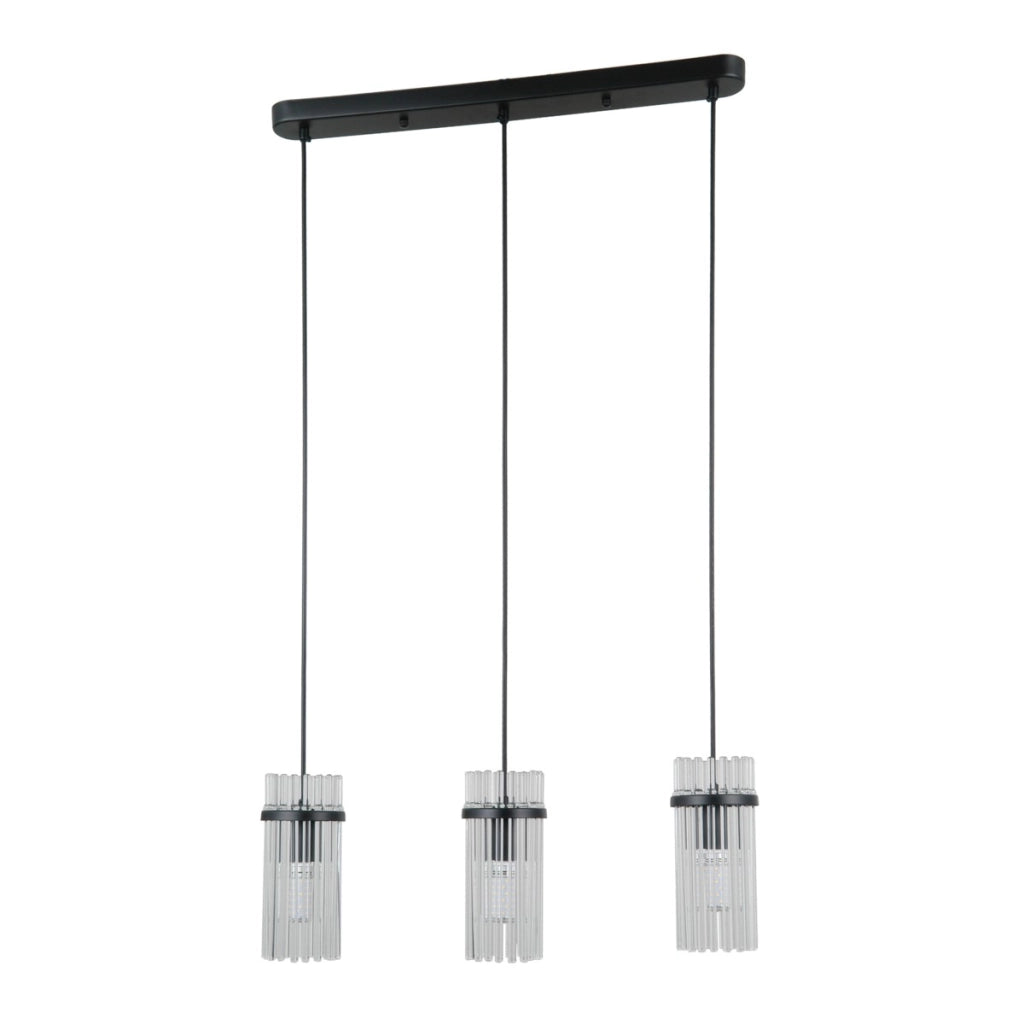 Lampada sospesa Merto 3xE14 nera vetro Italux