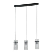 Lampada sospesa Merto 3xE14 nera vetro Italux
