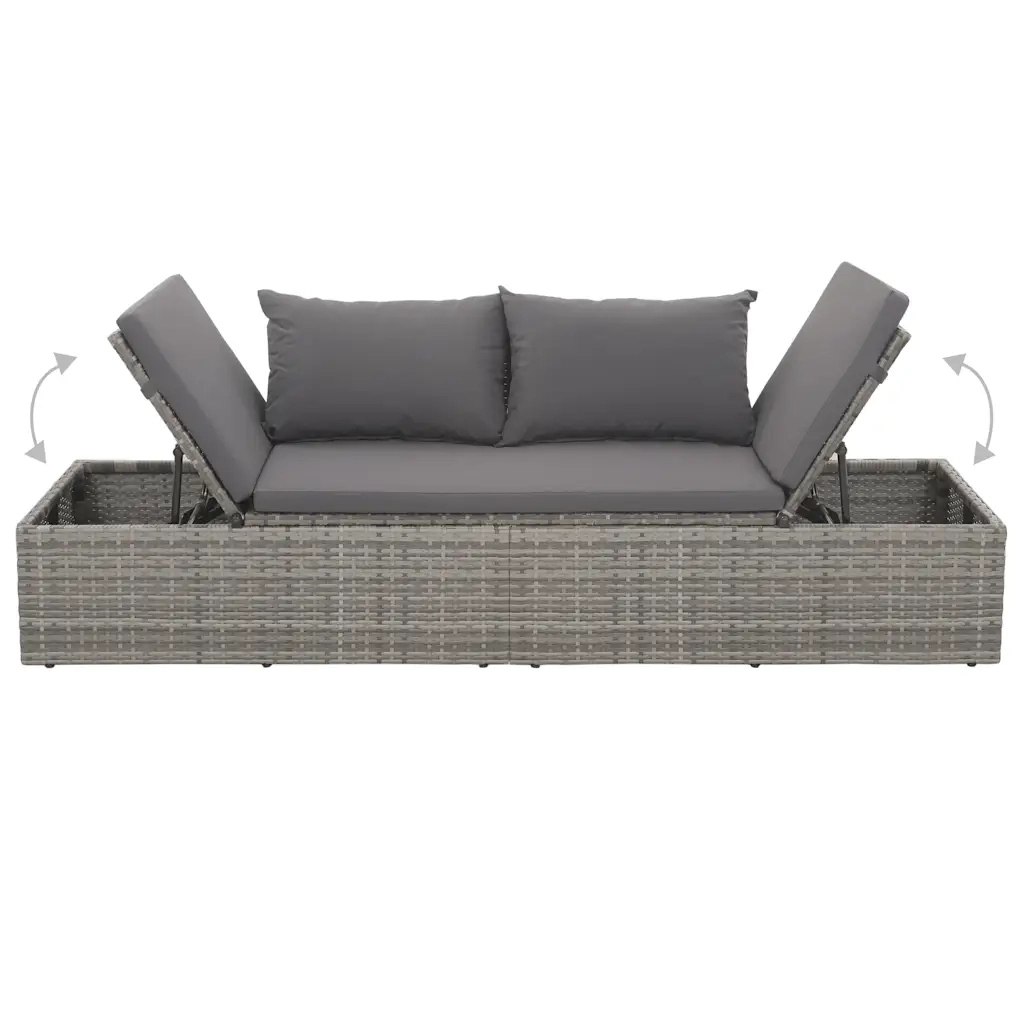 Lettino da Giardino Grigio 195x60 cm in Polyrattan 43955