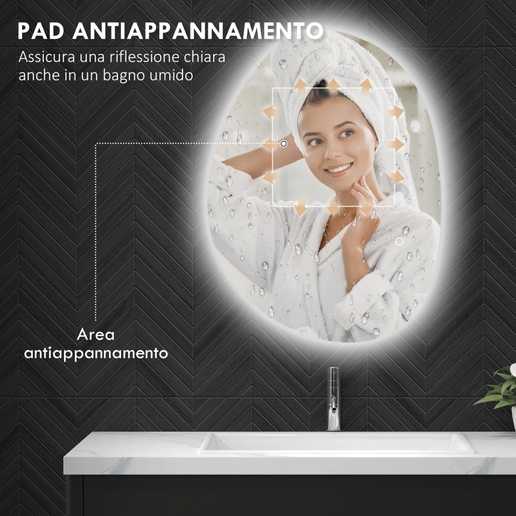 Specchio da Bagno con Luce LED Regolabile 70x5x50 cm in Vetro Temperato
