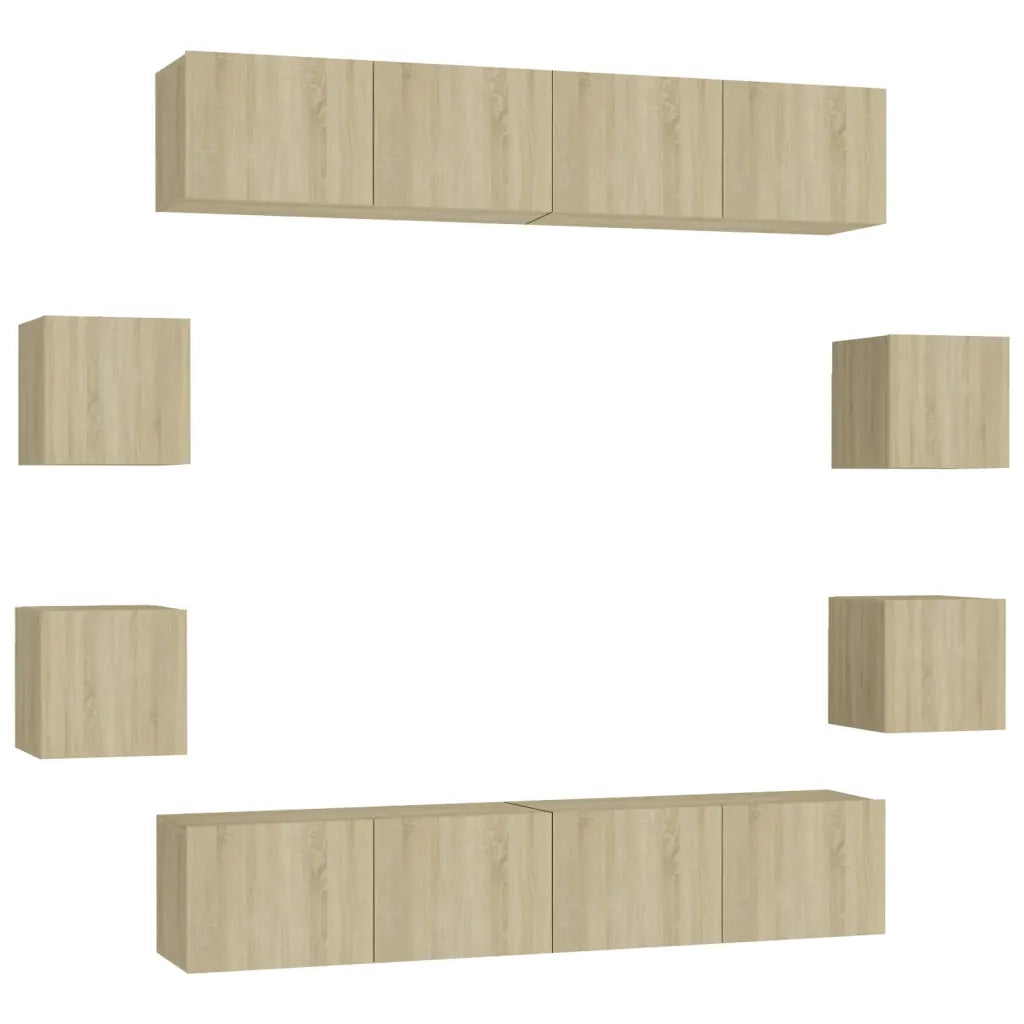 Set di Mobili Porta TV 8 pz-Set di 8 Credenza per TV Rovere Sonoma in Legno Multistrato 111345