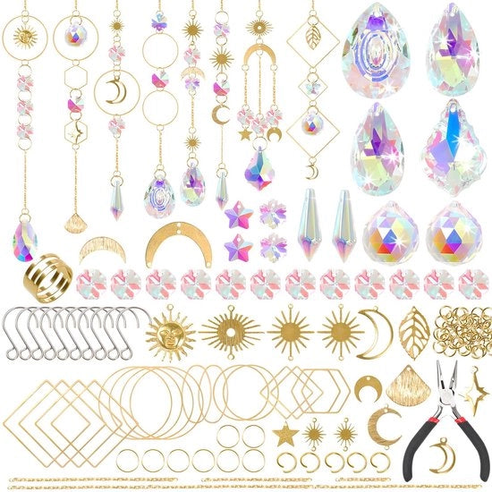Kit di decorazione per finestre e giardino 200 pezzi - Decorazione per finestre - Decorazione per giardino - Ornamenti da soffitto - Effetti arcobaleno - Decorazioni uniche da appendere