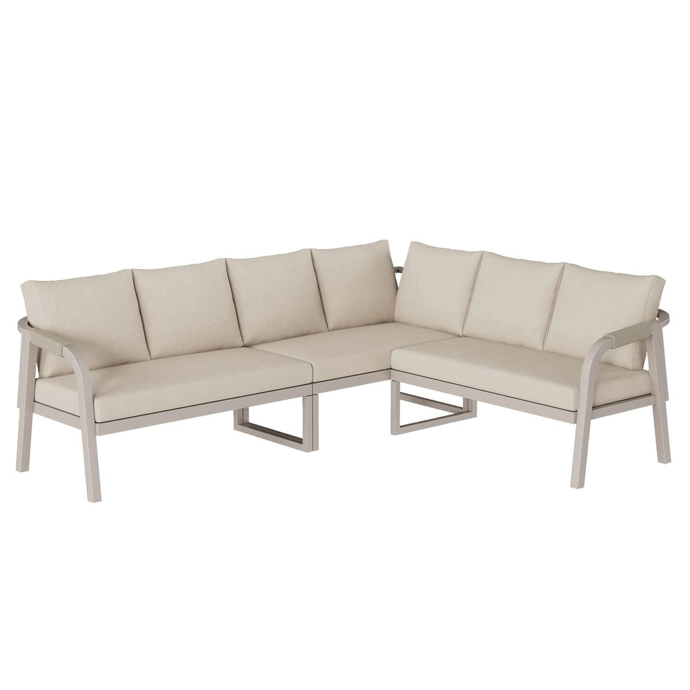 Set Divano Angolare da Giardino con Tavolino ¨C Xylo ¨C Polyrattan Beige, 6 Posti