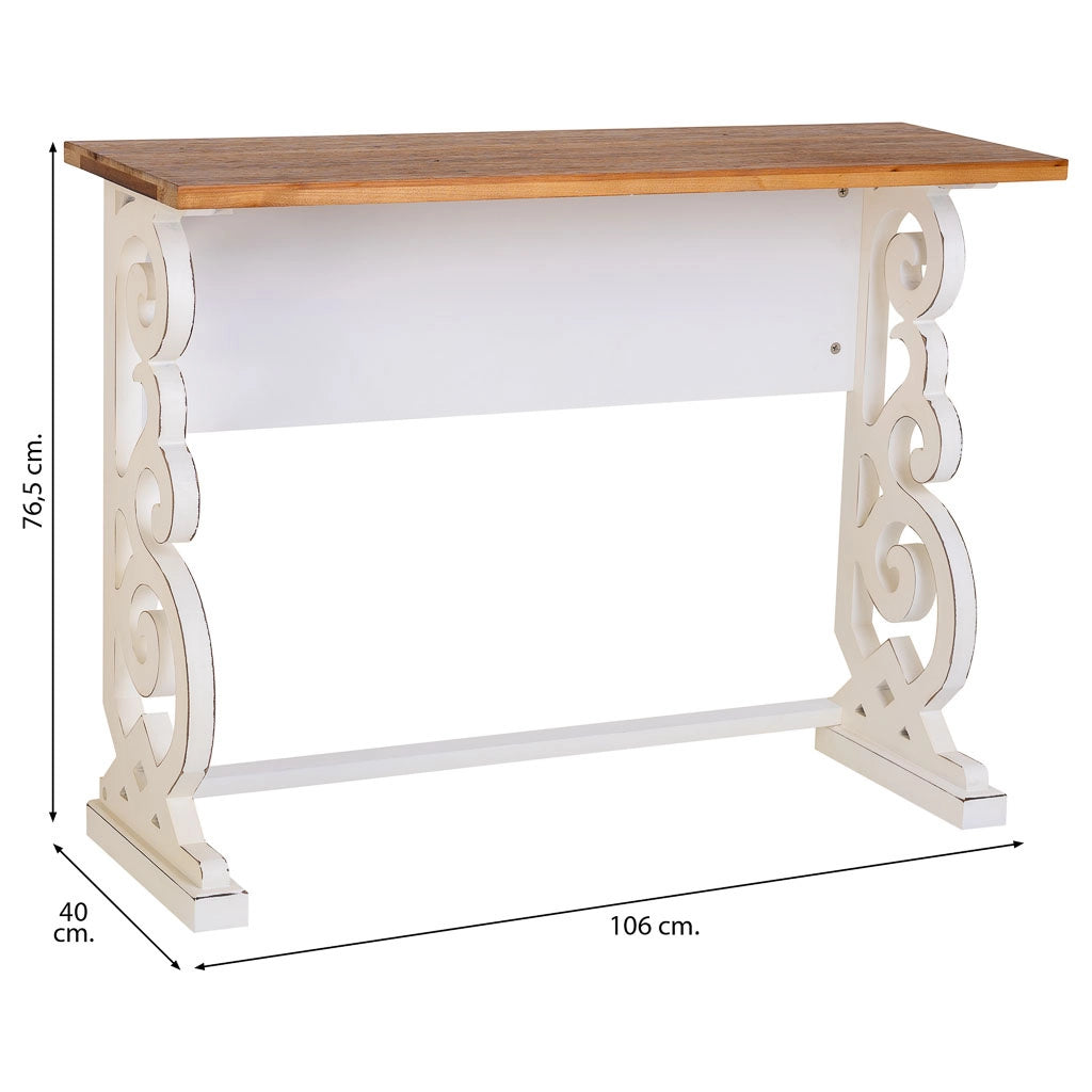Console in legno laccato bianco invecchiato 106x36x79h cm
