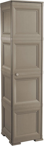 ARMADIO A COLONNA WENGÉ SCURO 40X43X164 CM CON 4 RIPIANI E 1 ANTA LISCIA – MOBILE VERTICALE ORGANIZZAZIONE CASA SALVASPAZIO