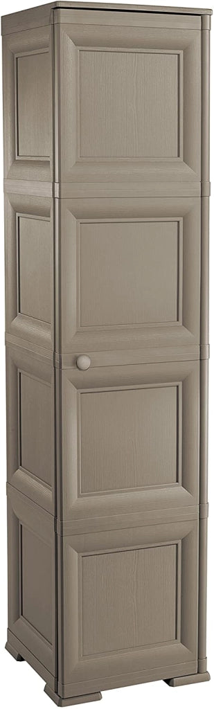 ARMADIO A COLONNA WENGÉ SCURO 40X43X164 CM CON 4 RIPIANI E 1 ANTA LISCIA – MOBILE VERTICALE ORGANIZZAZIONE CASA SALVASPAZIO