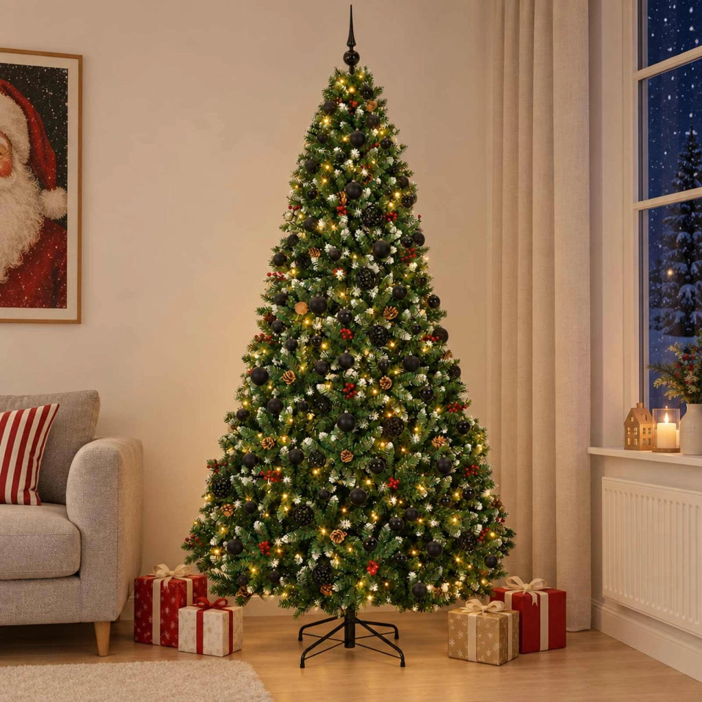 Albero di Natale artificiale verde con palline 210 cm 300 LED 3466466