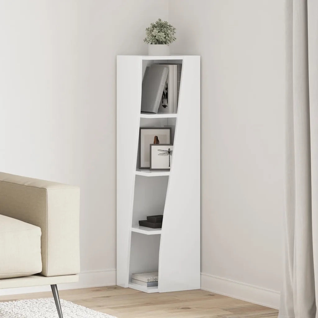 Mobile angolare Bianco Lucido 27,5x27x102cm Legno multistrato 889849