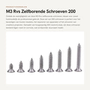 Viti Autoalimentanti 200 Pezzi - Acciaio Inox 304 - Testa Piana - Testa Ruotabile - Viti Autoalimentanti - Resistente All'Ossidazione