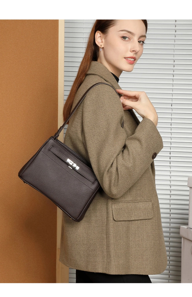 Borsa a mano da donna in vera pelle stile retr¨°, marrone.