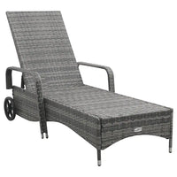 Lettino Prendisole con Ruote in Polyrattan Antracite 49497