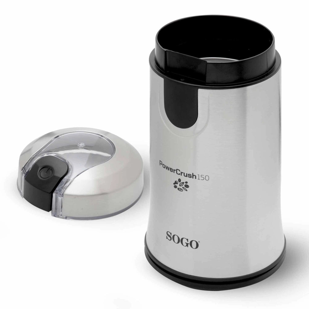 Macinacaffè elettrico per caffè e spezie 150W, capacità 50g lame inox e corpo acciaio con funzione a pressione - Sogo