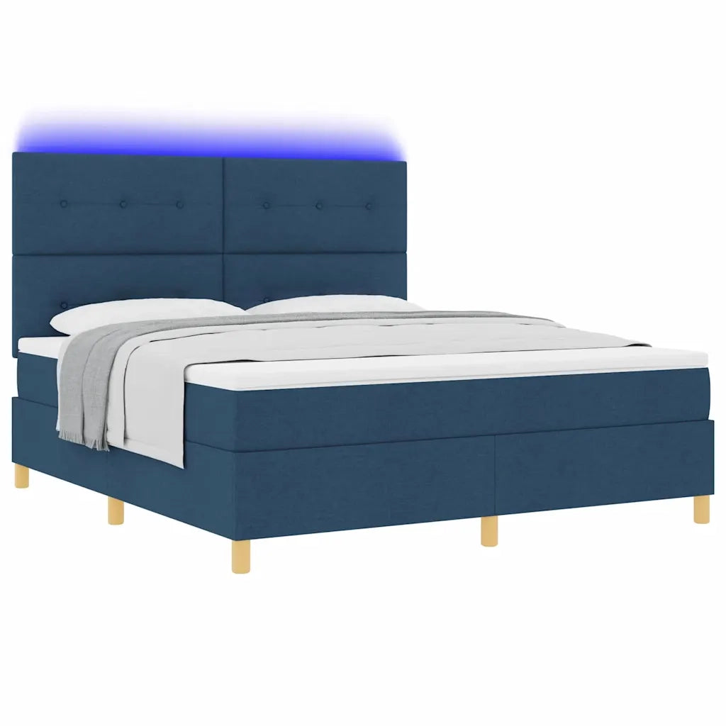 Letto a Sorgente LED con materasso Blu 180 x 200 cm Tessuto 3343123