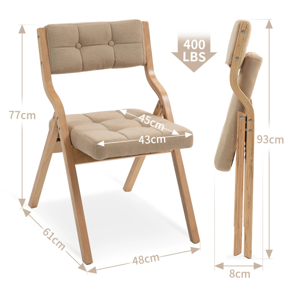 SEDIA Pieghevole imbottita in legno cachi Set da 2 pezzi