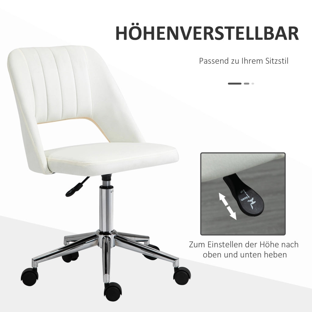 Sedia da ufficio girevole regolabile in altezza ergonomica con seduta imbottita e rotazione 360 gradi in poliestere beige