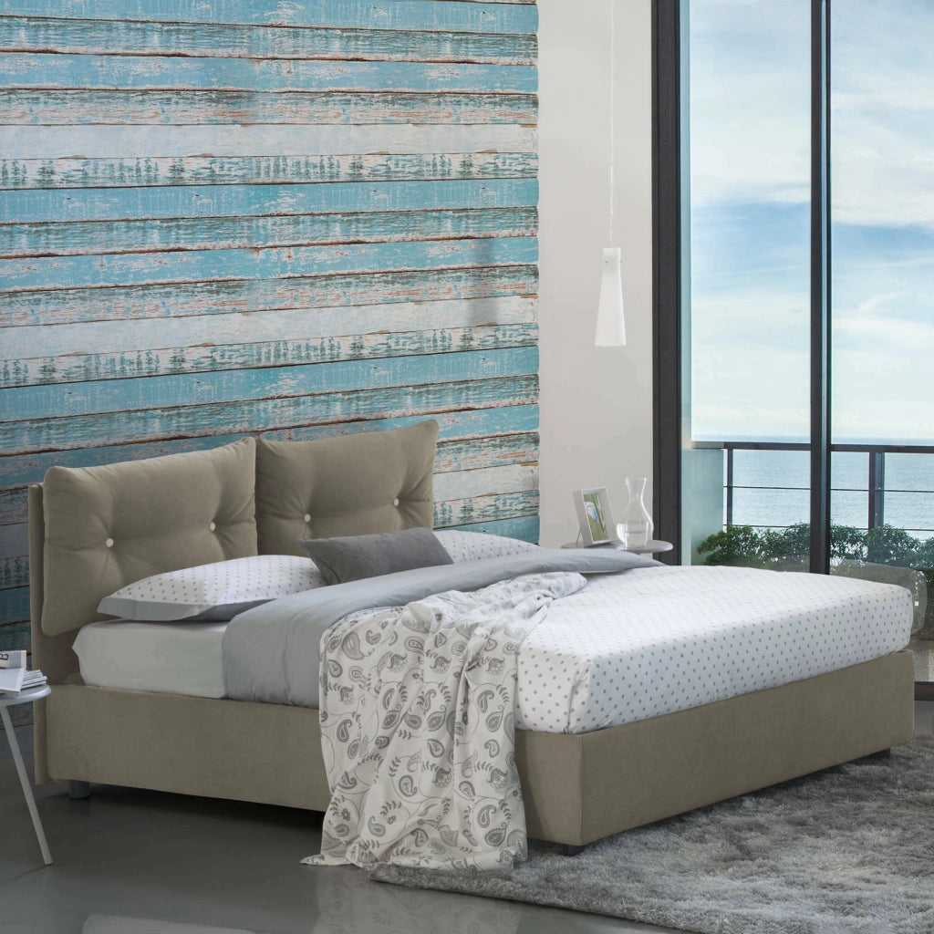 Letto Matrimoniale Andrealo, Letto Matrimoniale Materasso Incluso Made in Italy, Grigio Tortora\