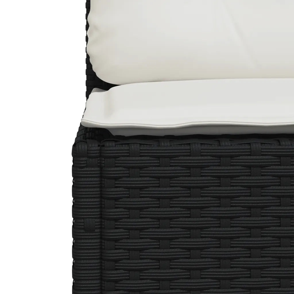 Divano Giardino Senza Braccioli con Cuscini-Sofa da Giardino-Divanetto da esterno Nero in Polyrattan 686089