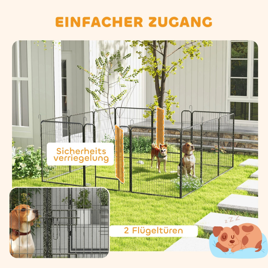 Recinto per cani pieghevole con 2 porte ¨C zephmum ¨C grigio metallo 80x100 cm