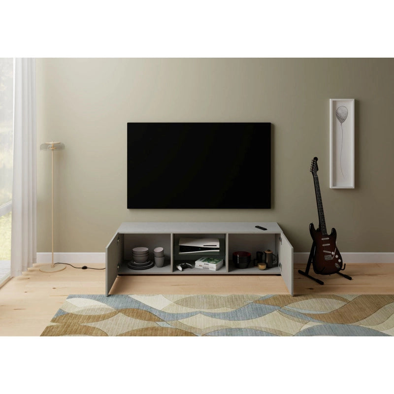 Porta TV moderno 2 ante con vano a giorno 150x40x40 cm Elios - Cashmere