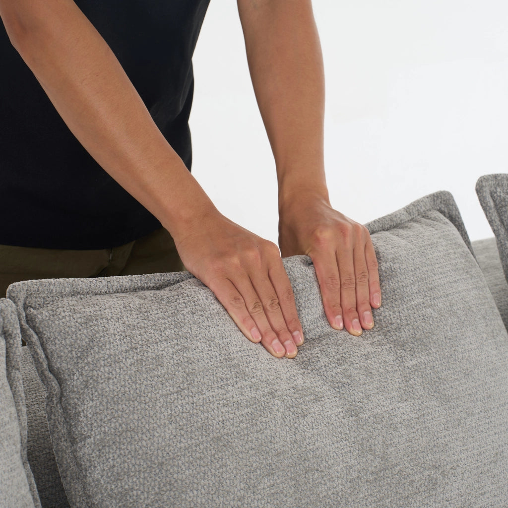 Divano Angolare Modulare 3 Posti con Chaise Longue Senza Montaggio; Seduta Profonda XXL; Ciniglia Grigio