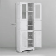 MOBILE COLONNA BAGNO CON 3 ARMADIETTI E ANTE IN VETRO E A PERSIANA 60X30X170.5 CM BIANCO