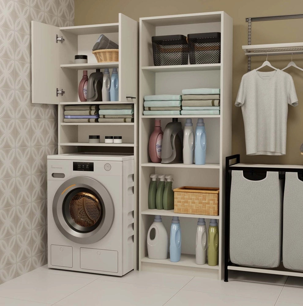 Mobile bagno per lavatrice POLA DK cashmere beige scaffale colonna 180x64x30