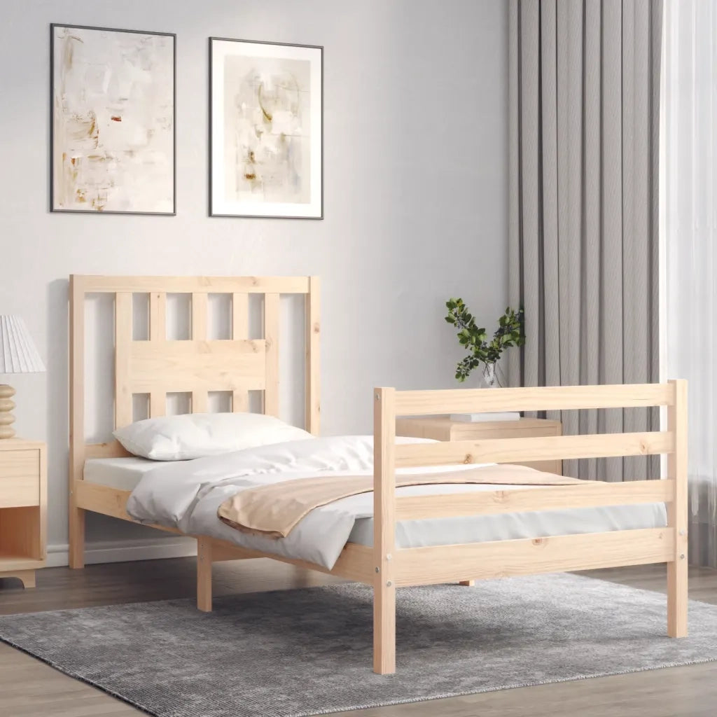 Giroletto con Testiera Single-Struttura Letto in Legno Massello 259127