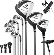 Set Completo di Mazze da Golf per Destri da Uomo, con Driver da 460 cc, Legno da Fairway 3, Ibrido 4, Ferri 6 7 8 9, P, Putter e Borsa per mazze da golf