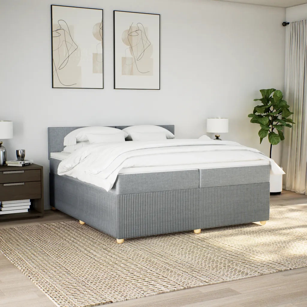 Giroletto a Molle con Materasso Grigio Chiaro 200x200cm Tessuto 3289856